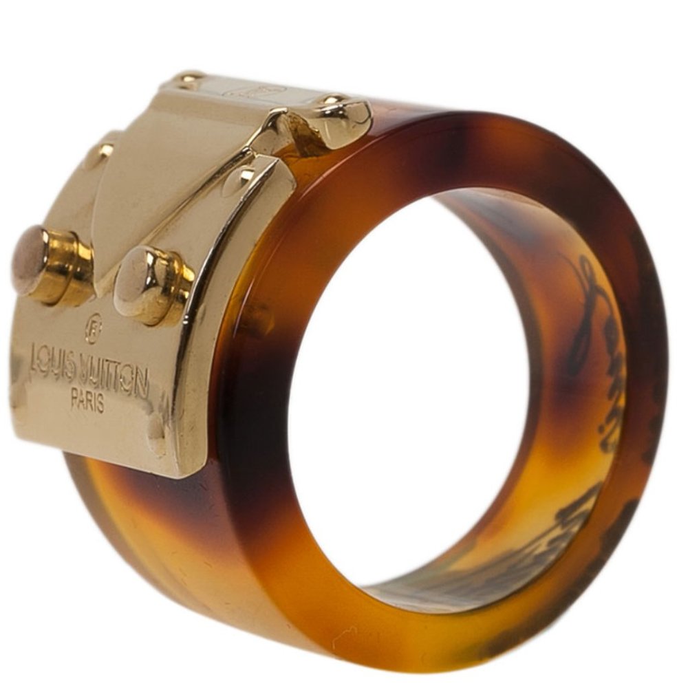 Louis Vuitton Tortoiseshell Resin Ring with Gold-Tone Hardware